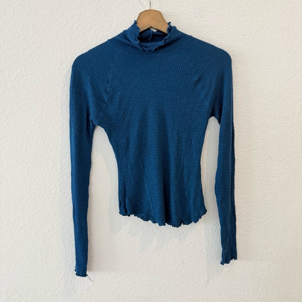 Free People- Royal Blue Skyline Thermal Top- Size XS